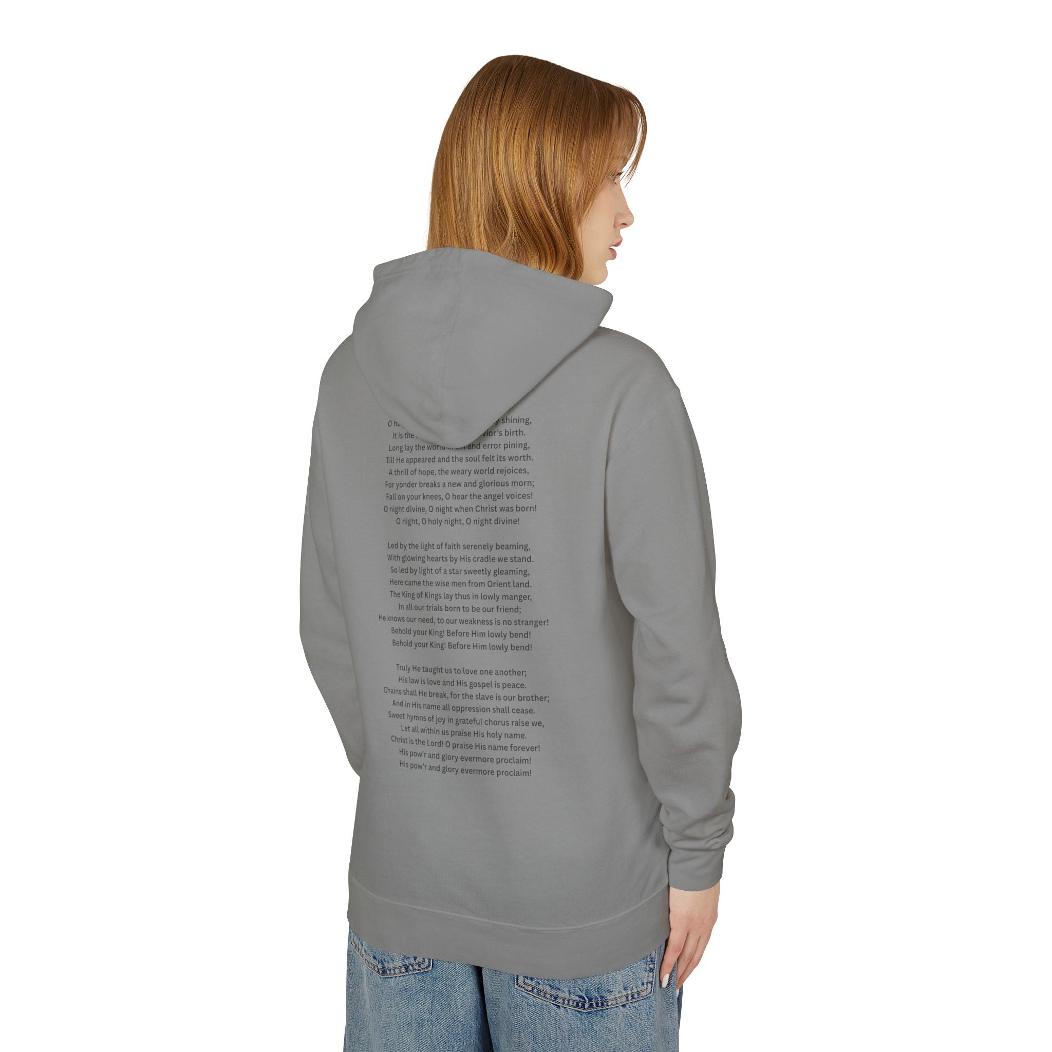 O Holy Night Nativity Hoodie – A Thrill of Hope, A Weary World Rejoices | Lightweight Rustic Christmas Hooded Sweatshirt -- Light Colors