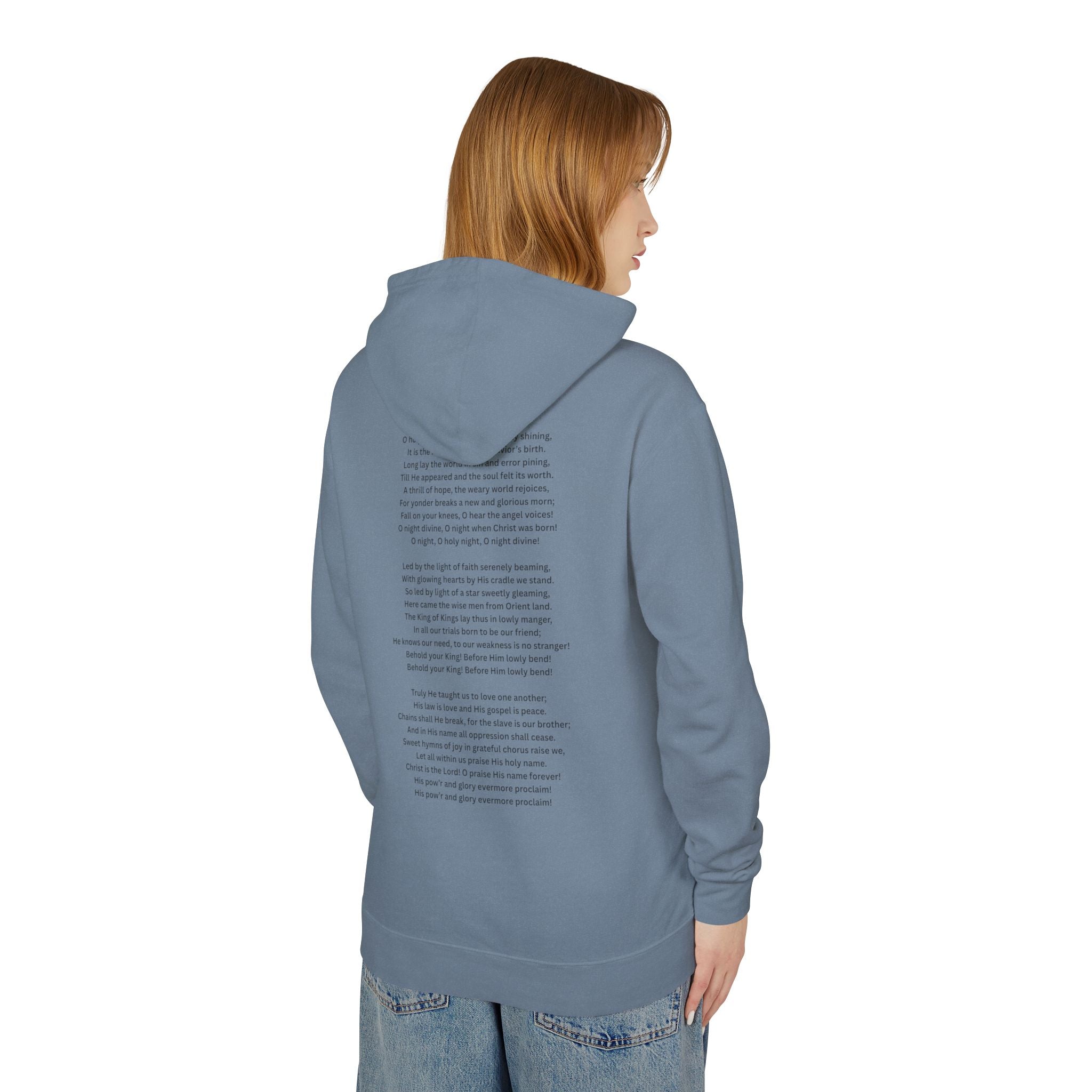 O Holy Night Nativity Hoodie – A Thrill of Hope, A Weary World Rejoices | Lightweight Rustic Christmas Hooded Sweatshirt -- Light Colors