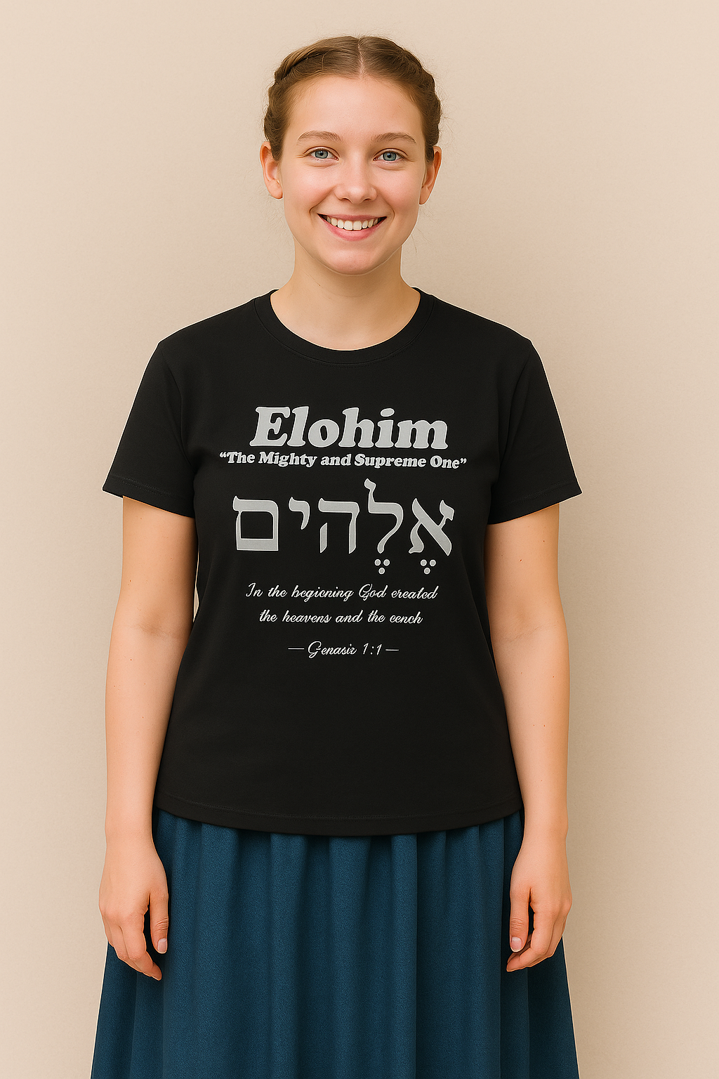 Kinnaman Designs Names of God Collection #1 "Elohim" Christian Graphics Unisex Softstyle T-Shirt -- Great Gift All Occasion -- Testimony