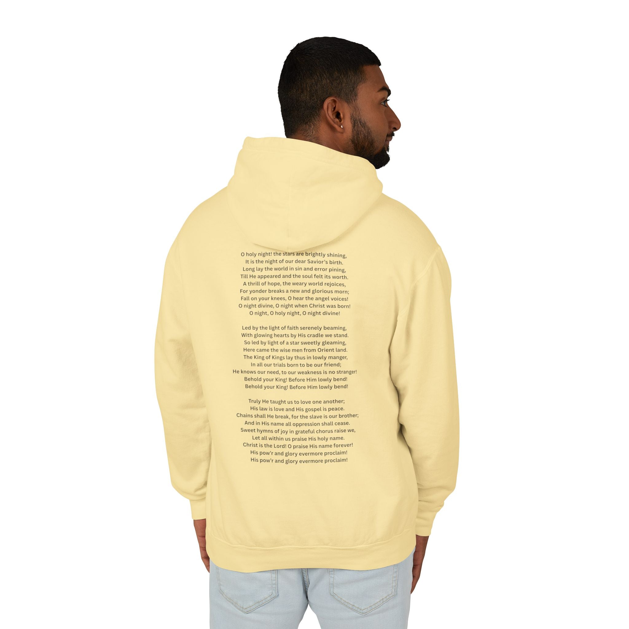 O Holy Night Nativity Hoodie – A Thrill of Hope, A Weary World Rejoices | Lightweight Rustic Christmas Hooded Sweatshirt -- Light Colors