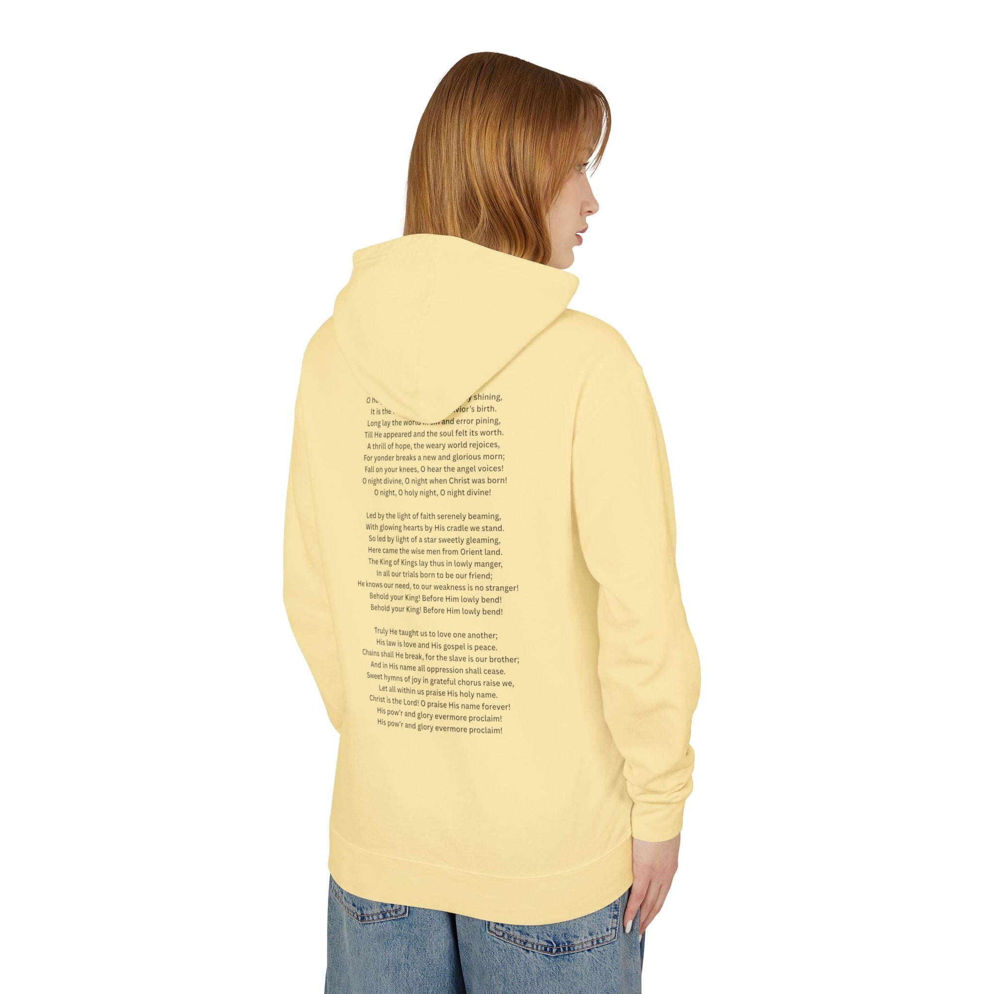O Holy Night Nativity Hoodie – A Thrill of Hope, A Weary World Rejoices | Lightweight Rustic Christmas Hooded Sweatshirt -- Light Colors