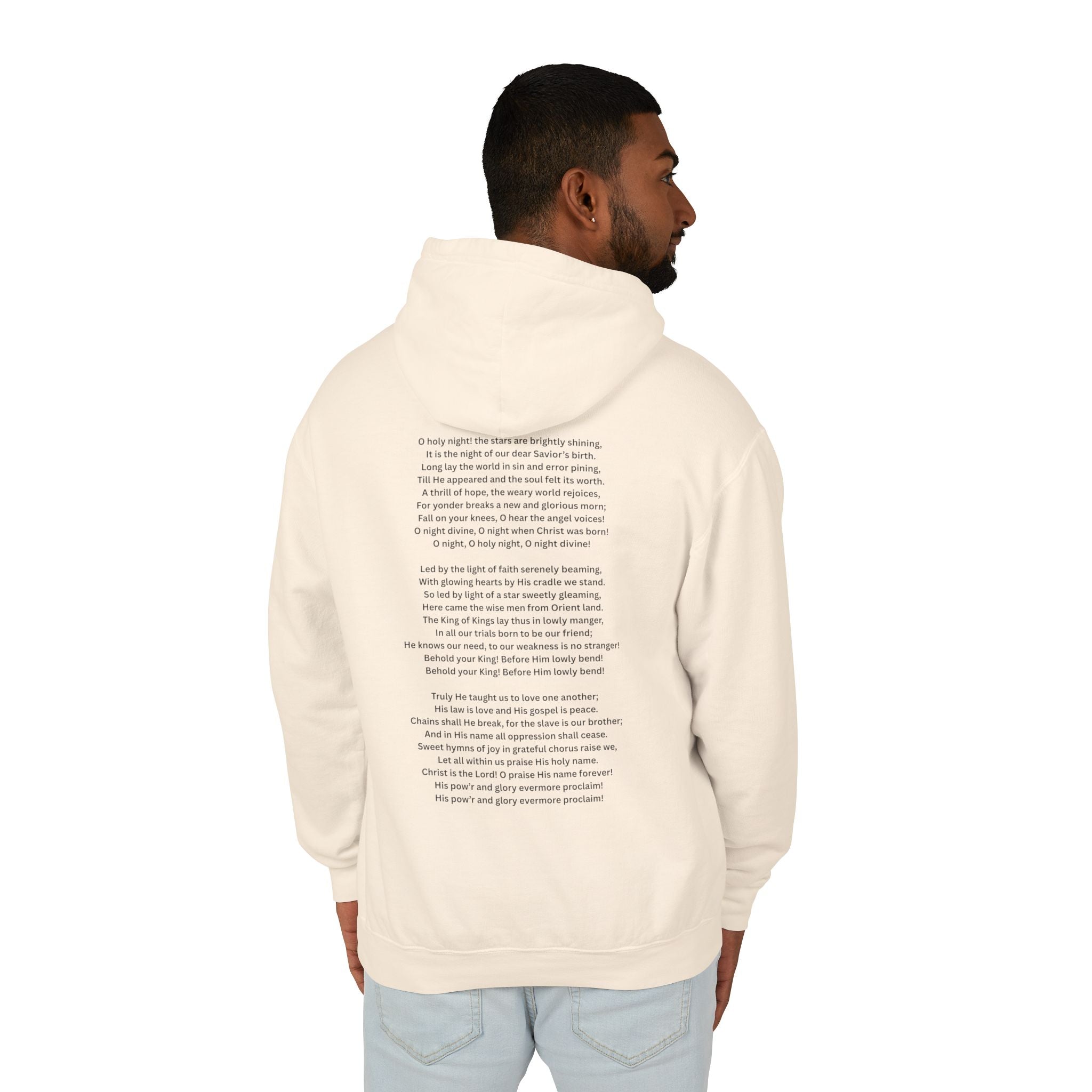 O Holy Night Nativity Hoodie – A Thrill of Hope, A Weary World Rejoices | Lightweight Rustic Christmas Hooded Sweatshirt -- Light Colors