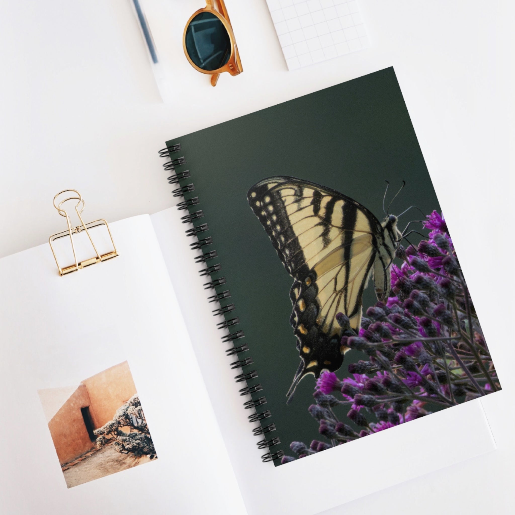 Butterfly Spiral Notebook -- Tiger Swallowtail Insect Journal -- Nature Design -- Pretty Lined Notepad -- Nature Lover Gift -- School Supplies -- Stationery Set