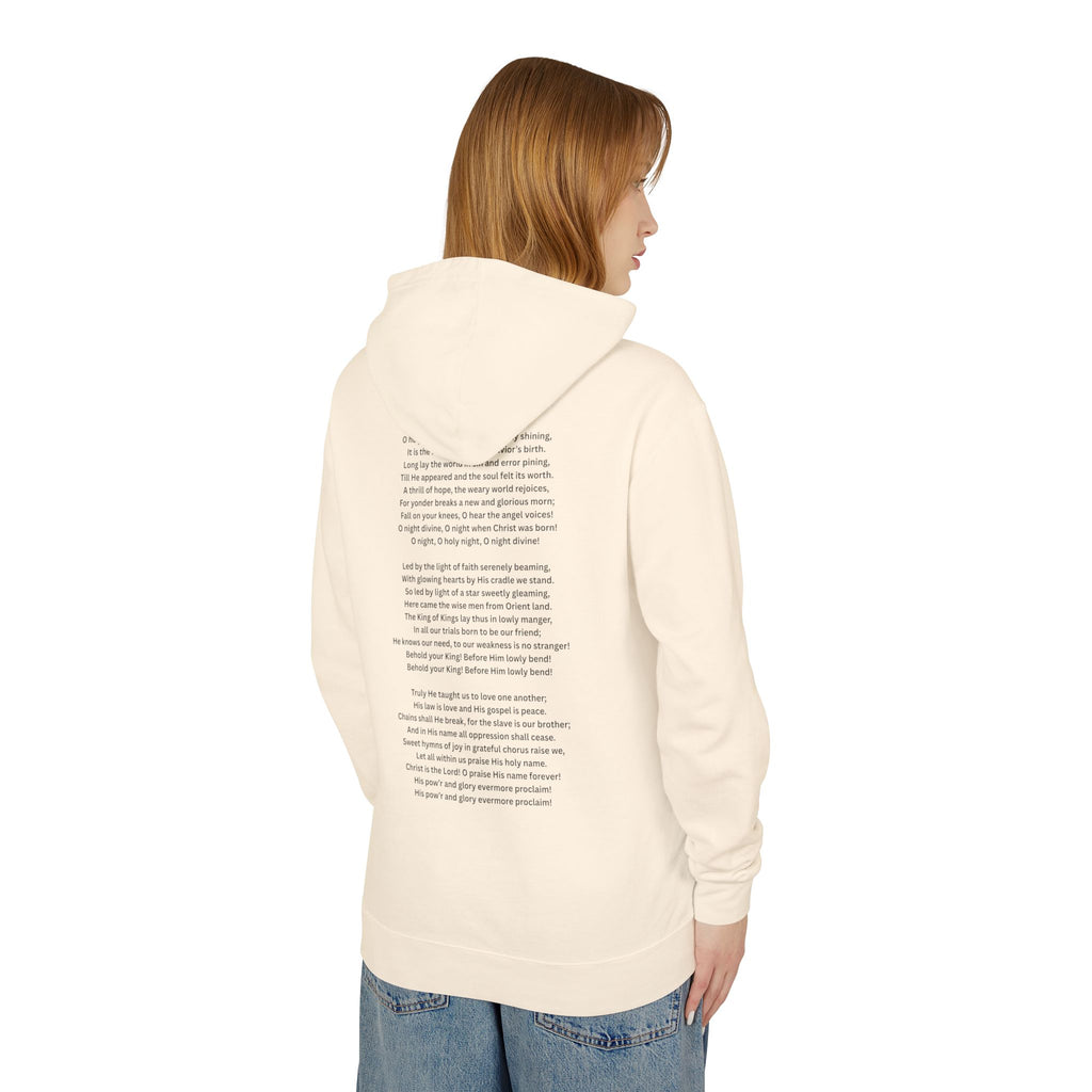 O Holy Night Nativity Hoodie – A Thrill of Hope, A Weary World Rejoices | Lightweight Rustic Christmas Hooded Sweatshirt -- Light Colors